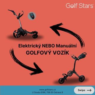 Elektrický nebo Manuální golfový vozík? 🏎️⛳️ Který vám vice vyhovuje na hřišti? 🏌️‍♂️ #golf #golfcart #golfstars...